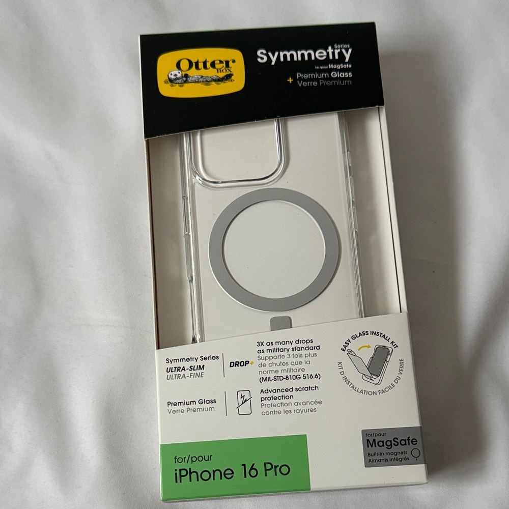 New OtterBox Symmetry MagSafe Case iPhone 16 Pro -Clear/premium glass protector